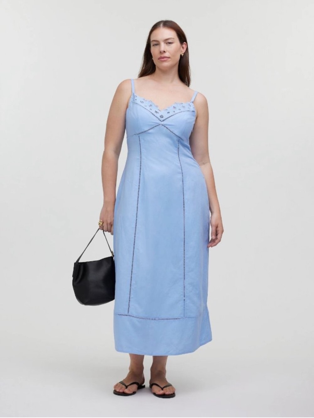 Madewell Light Blue Spaghetti Strap Midi Dress